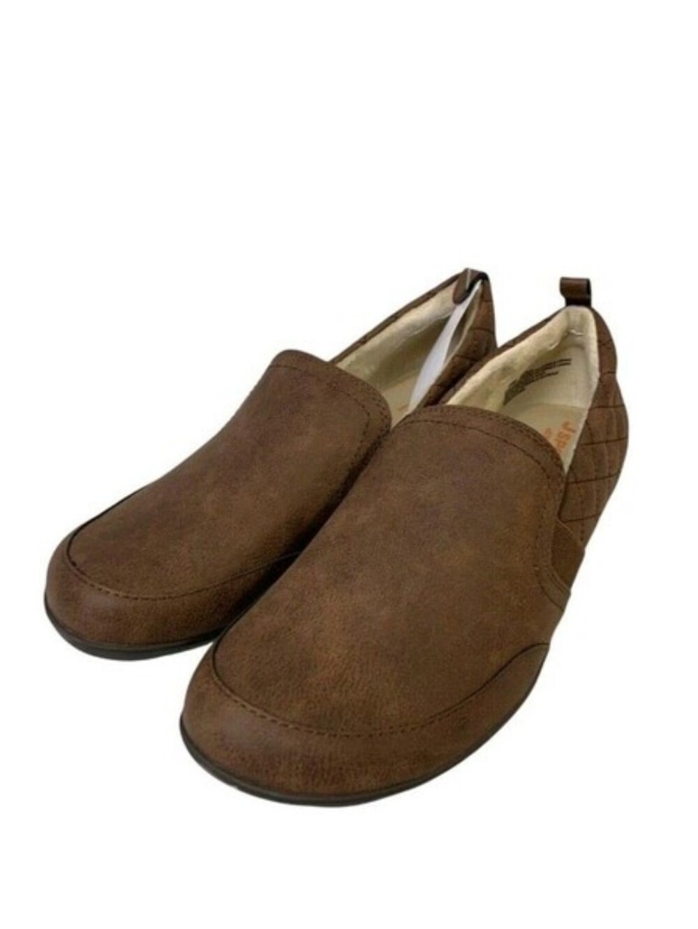 New In Box JSport Womens 7.5 Brown Faux Leather Lisa Slide On Memory Foam Shoes - Picture 6 of 7